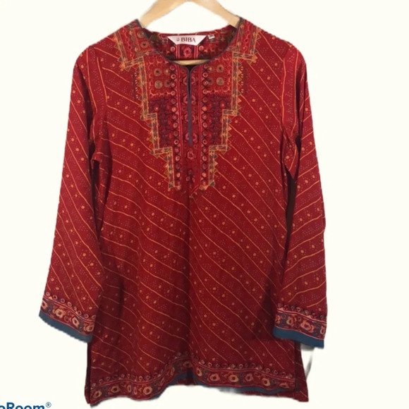 BIBA top red Indian theme tunic size 34 XS S - Picture 1 of 5